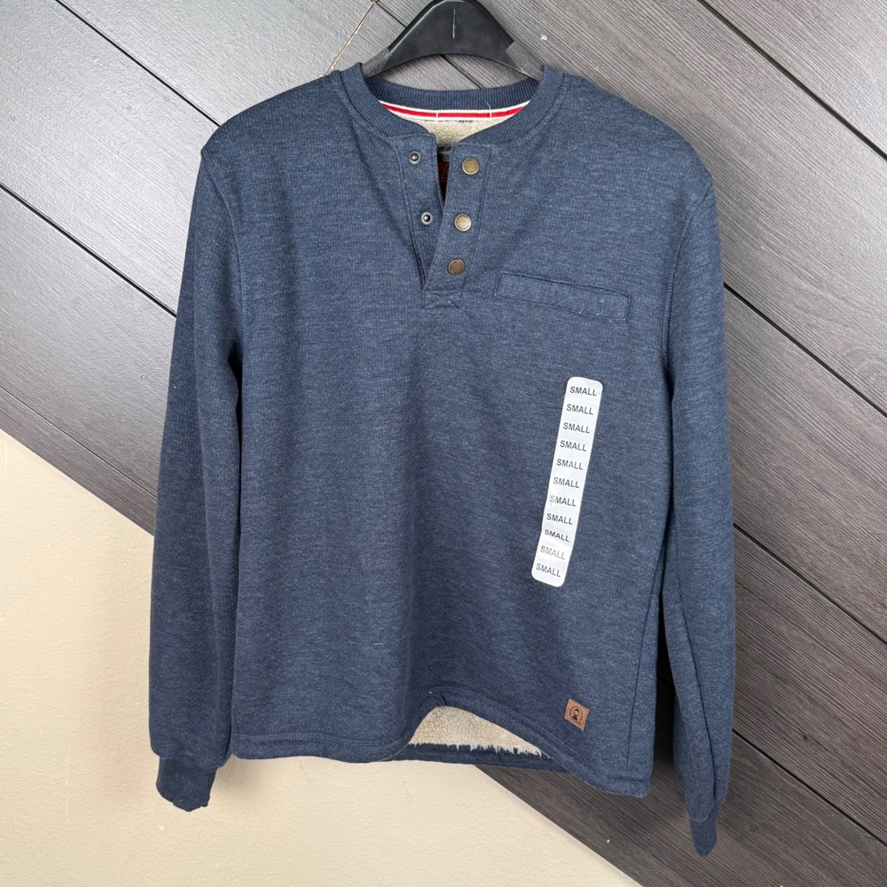 Coleman Men's S Bonded Henley Sherpa Lined Pullover Indigo Heather NWT Outdoor
